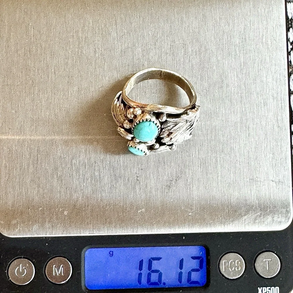 Navajo Eagle Turquoise Mens Ring Sz 12 Sterling Signed‎ DM Native American USA